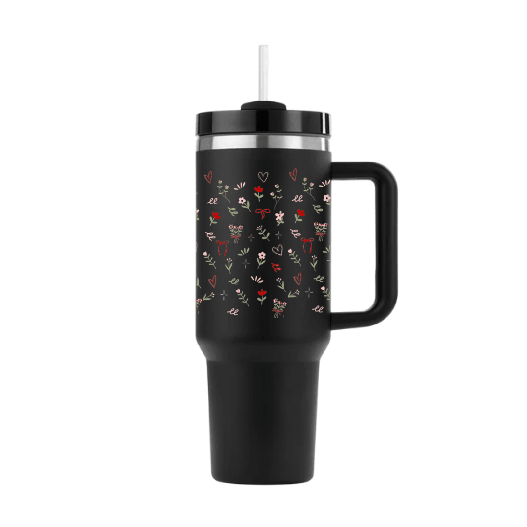 Blushing Flora Coquette Tumbler - Memories InsiteTINY FLORAL TUMBLER-(BLACK)